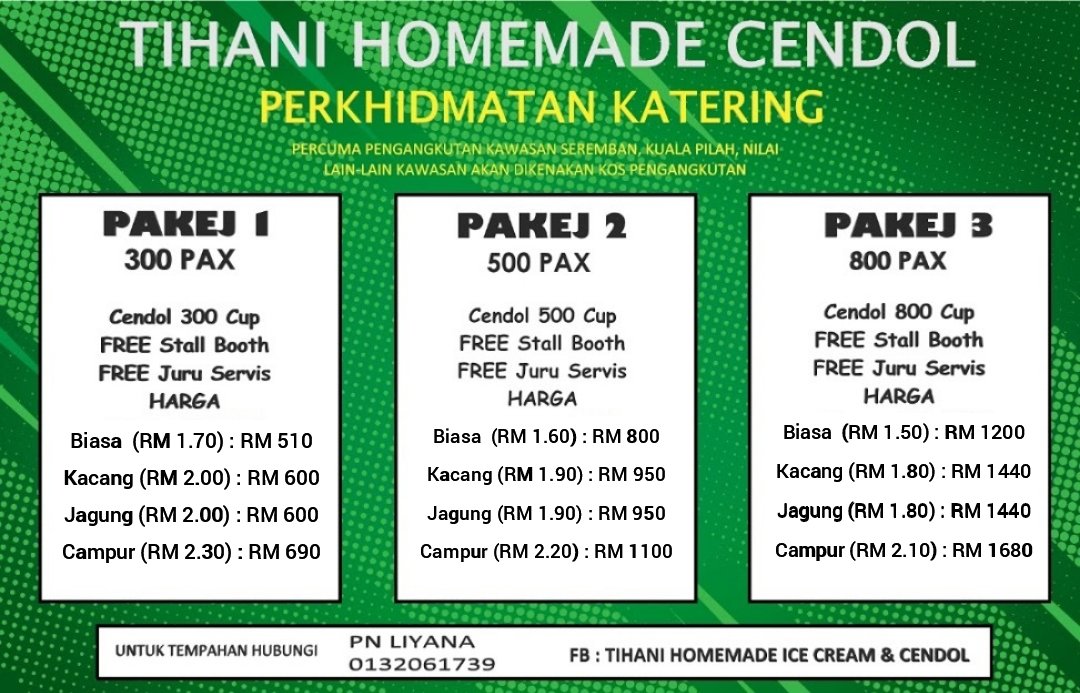 harga katering cendol seremban